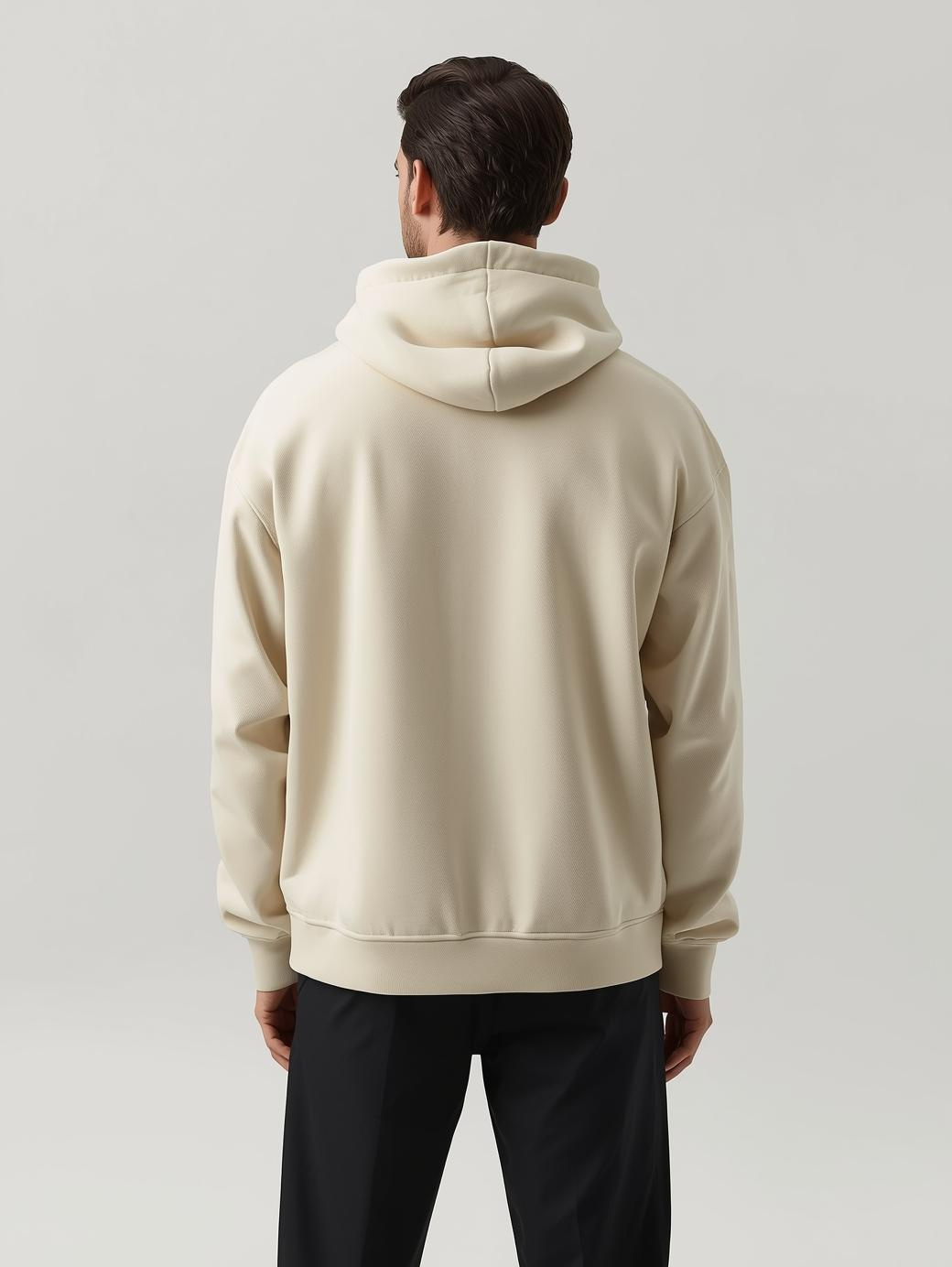 Beige Plain Oversized Hoodie