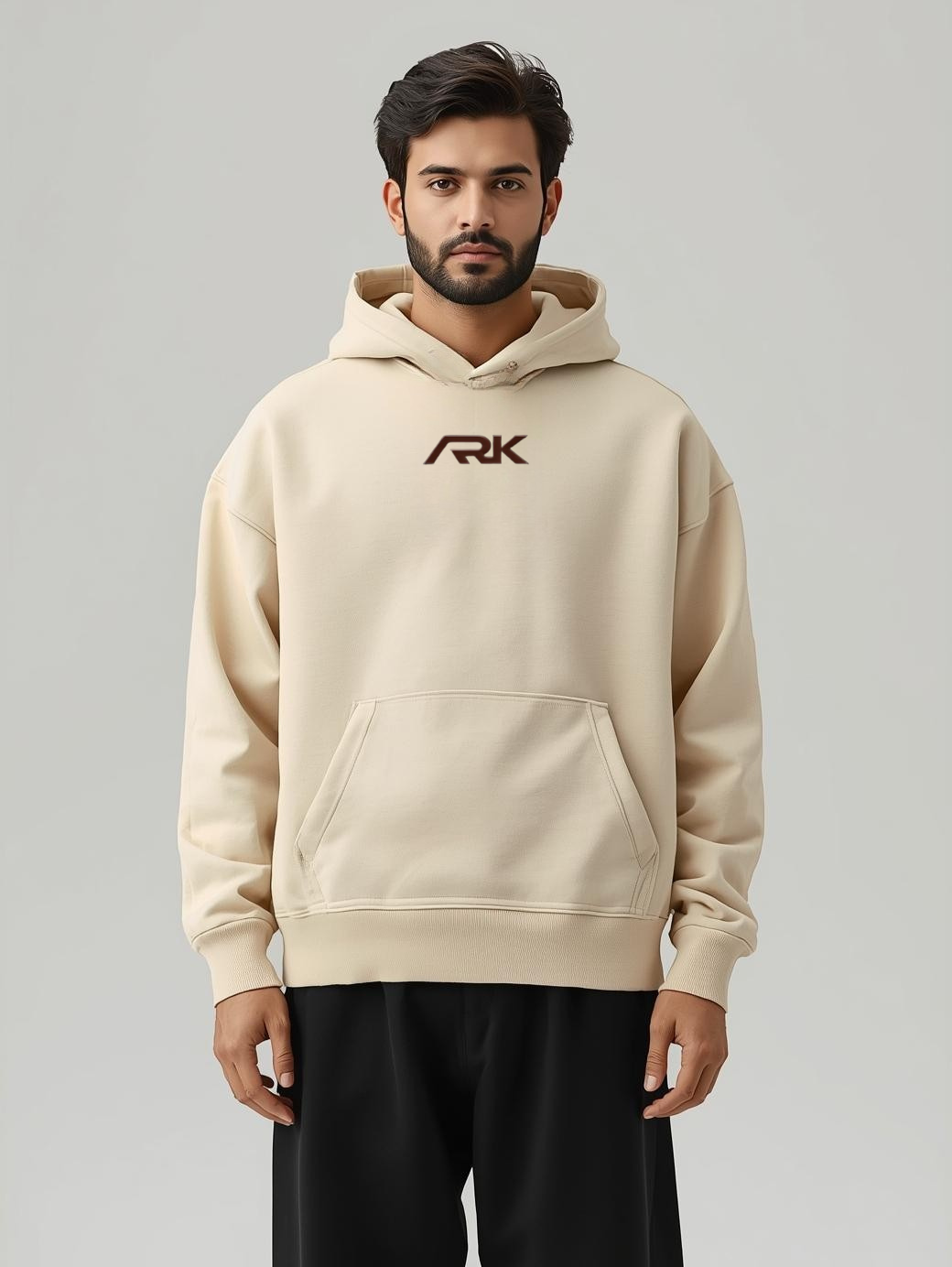 Beige Plain Oversized Hoodie